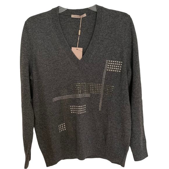 Christopher Kane Sweaters - Christopher Kane Grey Wool Cashmere Hotfix V Neck Jumper Sweater Small